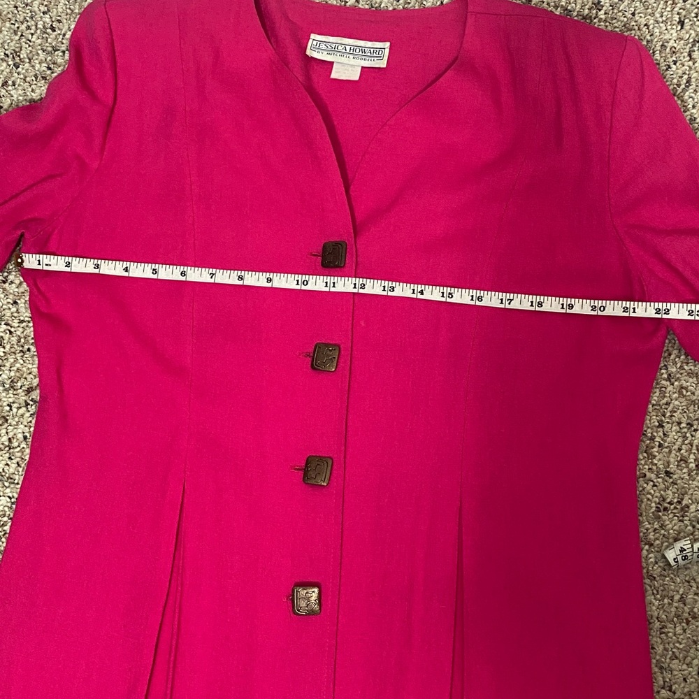 🎉 BOGO Vintage Jessica Howard Fuchsia Button-Front Midi Dress 🎉 - Picture 6 of 7